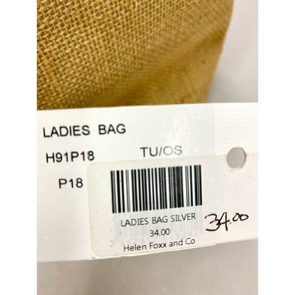 New Molly Bracken Burlap + Silver Gold Metallic tote eco shopper bag Beach - Picture 4 of 6